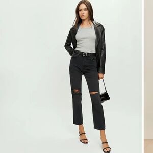 Reformation Black Straight Leg Jeans